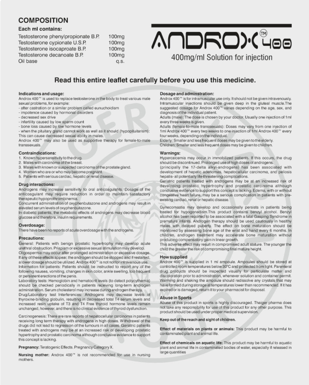 ANDROX 400
TESTOSTERONE BLEND 400